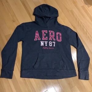 Aeropostale Girls Grey Kanga Hoodie with Pink Glitter - size YL